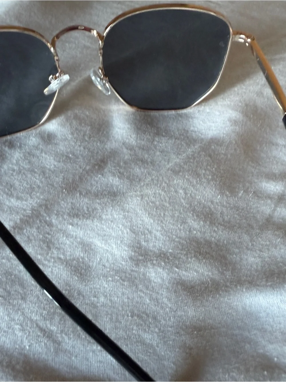 Women's Sunglasses Designer Black Lens Oversized Hexagon Celebrity Gold Frame